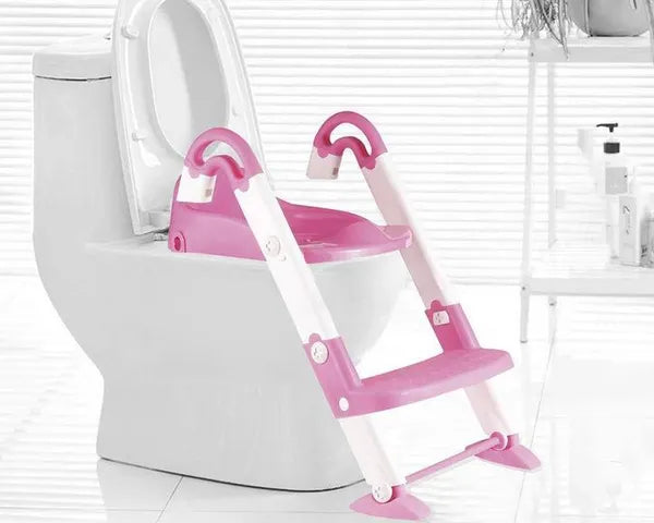 Bosonshop Kid's 3 in 1 Potty Training Toilet Seat with Adjustable Ladder, Pink