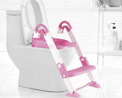 Bosonshop Kid's 3 in 1 Potty Training Toilet Seat with Adjustable Ladder, Pink