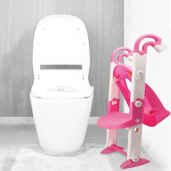 Bosonshop Kid's 3 in 1 Potty Training Toilet Seat with Adjustable Ladder, Pink