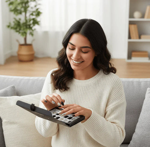 Febble - Elegant Black Nude Oval Nails